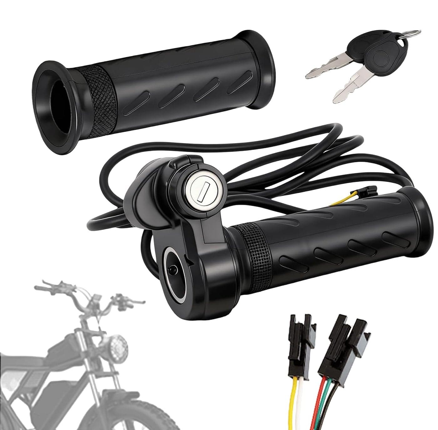 Upgraded Full Twist Throttle Q20, Plug & Play No Rewiring 12V-72V Universal 3 Pin E-Bike Throttle with Key Lock for Scooter and Trike