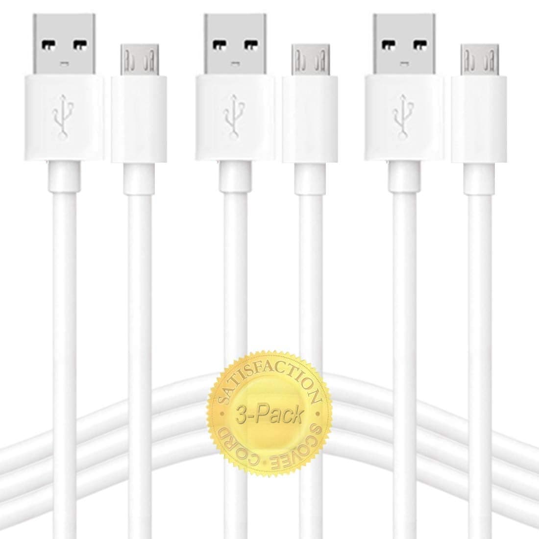 SCOVEE 10FT 3 Pack Power Extension Cable for Wyze Cam v2 v3,WyzeCam Pan,Oculus Go,Yi Camera,Yi Dome Home,Blink Camera,Indoor Nest-Cam,Kasa, Micro USB Charging Extension Cord for wyze v3 1080p Outdoor