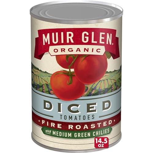 Muir Glen Organic Diced Fire Roasted Canned Tomatoes with Medium Green Chilies 145 oz