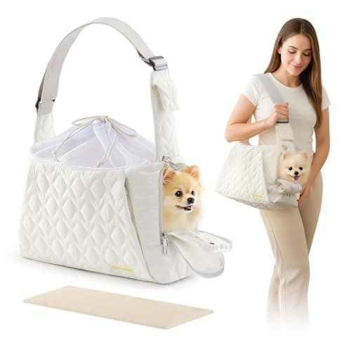 JourCraf Dog Carrier Sling for Small Dogs, Front Cat Sling & Cats Up to 15 lbs, Dog Purse with Adjustable Strap Front Zipper Pocket, Double Safety Feature, Hands Free for Travel
