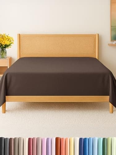 Twin XL Size Flat Sheet - Hotel Quality Top Flat Bed Sheet Only - Ultra-Soft, Breathable & Cooling - Fade & Wrinkle Free - Easy-Care, Stain & Shrink Resistant Bedding - Easy-Fit and Oeko-Tex - Brown