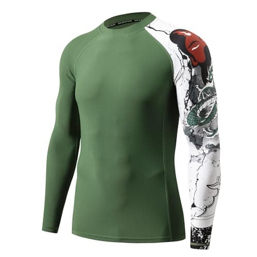 HUGE SPORTS Rashguard for Men Fighting Hero Printed Long Sleeve Rash Guard Sun Shirts GuanYu S