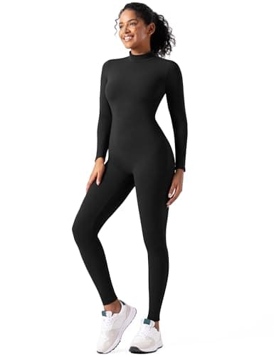 speerise Adult High Neck Zip One Piece Unitard Full Body Leotard, M, Black