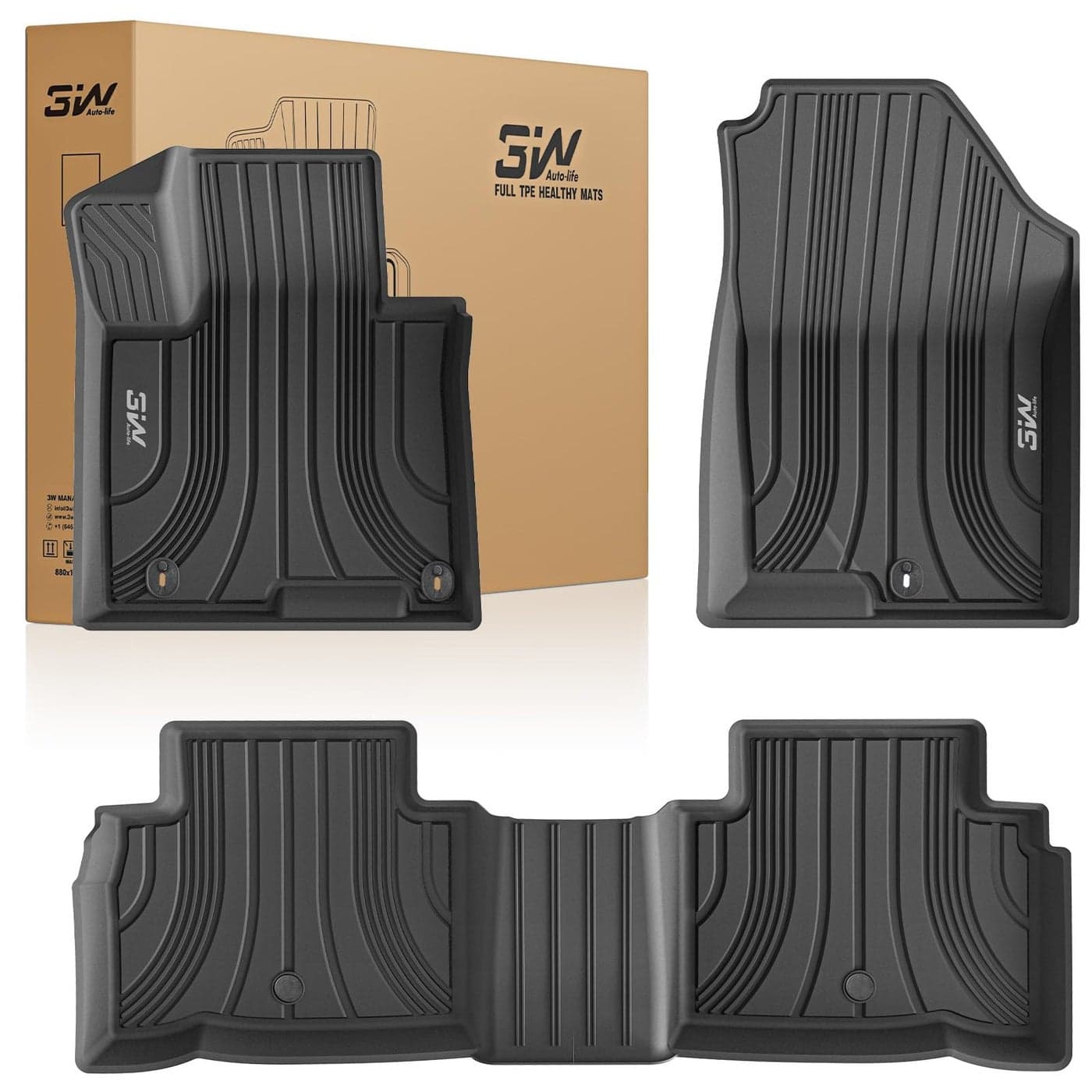 3W Floor Mats Fit 20222025 Hyundai Tucson Not for Hybrid All Weather TPE Custom Fit Car Floor Liners 1st 2nd Row Black