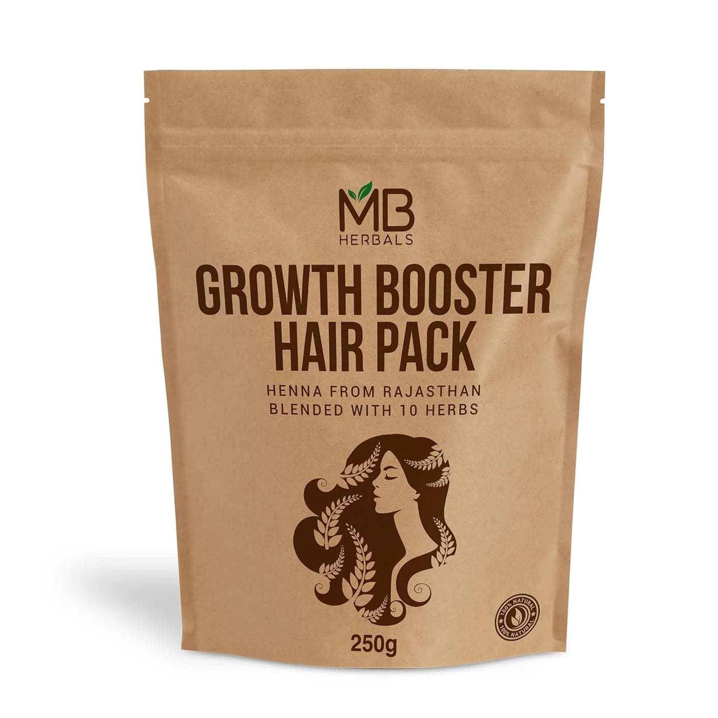 MB Herbals Growth Booster Hair Pack Blend of Henna Shikakai Amla Brahmi Bhringraj Aloe Vera Neem Hibiscus Curry Leaves Fenugreek Kapoor Kachri Powders for Hair Growth 88 oz 250g Pack