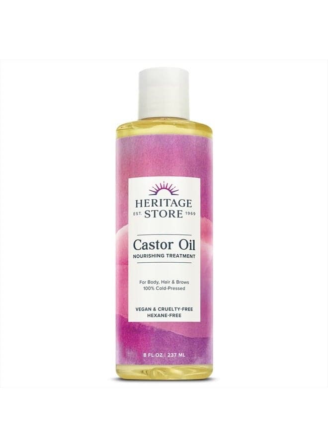 Castor Oil, Cold Pressed, Rich Hydration for Vibrant Hair & Skin, Bold Lashes & Brows, No Hexane (8 Fl Oz)