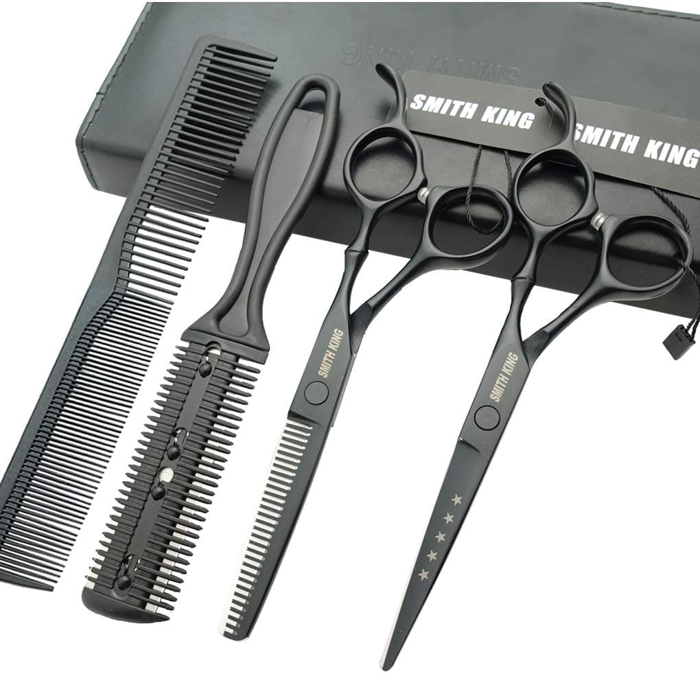 60 Inches Hair Cutting Scissors Set with Combs Lether Scissors CaseHair cutting shears Hair Thinning shears For Personal and Professional Matt black