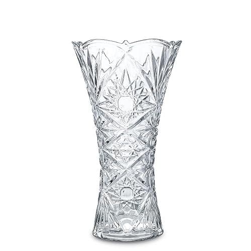 kanpura Clear Crystal Vase, Glass Flower Vase Thickening Design Suitable for Home Christmas Centerpieces Decor, Mothers Gift,9.2'' Tall(1 Piece)