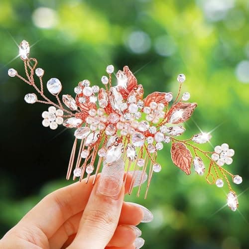 JEAIRTS Crystal Hair Comb Bridal Pearl Headpiece Wedding Hair Accessories for Women