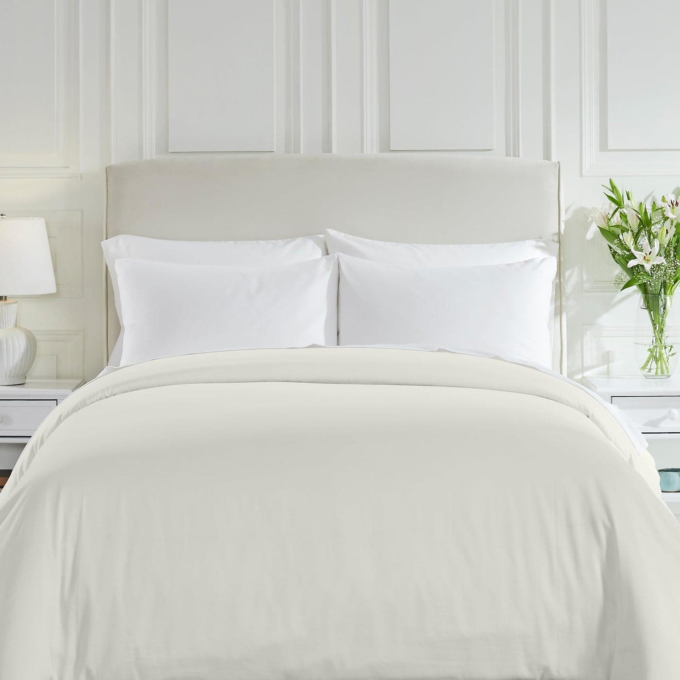 California Design Den FullQueen Duvet Cover Only Winner Good Housekeeping Best Bedding Awards 2025 Soft 400 Thread Count Sateen 100 Cotton Duvet Cover Ivory Pale Tone