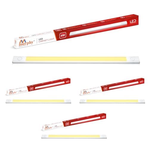 Murphy Aluminium 1 Feet LED Under Cabinet Lighting, 4W Under Cabinet and Under Counter Lighting, LED Profile Light : Warm White, Pack of 4