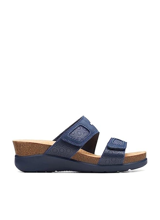 Clarks Women's Calenne Maye Wedge Sandal, Navy Combi, 11