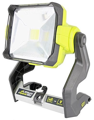 Ryobi P721 One 1800 Lumen 18V Hybrid AC and Lithium Ion Powered Flat Standing LED Work Light with Onboard Mounting Options Battery and Extension Cord Not Included Light Only