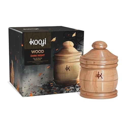 Kooji Wood - Dark Night - Car & Home Perfume - 12ml | Premium Freshener - Burning Embers, Smoldering Coal, Oud & Rose Notes - 100% Indian Ingredients - Long-Lasting Aroma - Up to 90 Days