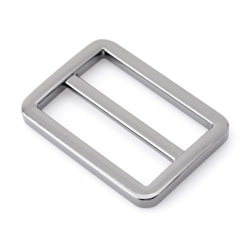 CRAFTMEMORE Flat Metal Slide Buckle Triglide Strap Keeper Leathercraft Bag Belt Adjuster Sliders 6 Pack VTSL (1 1/2 Inches, Gunmetal)