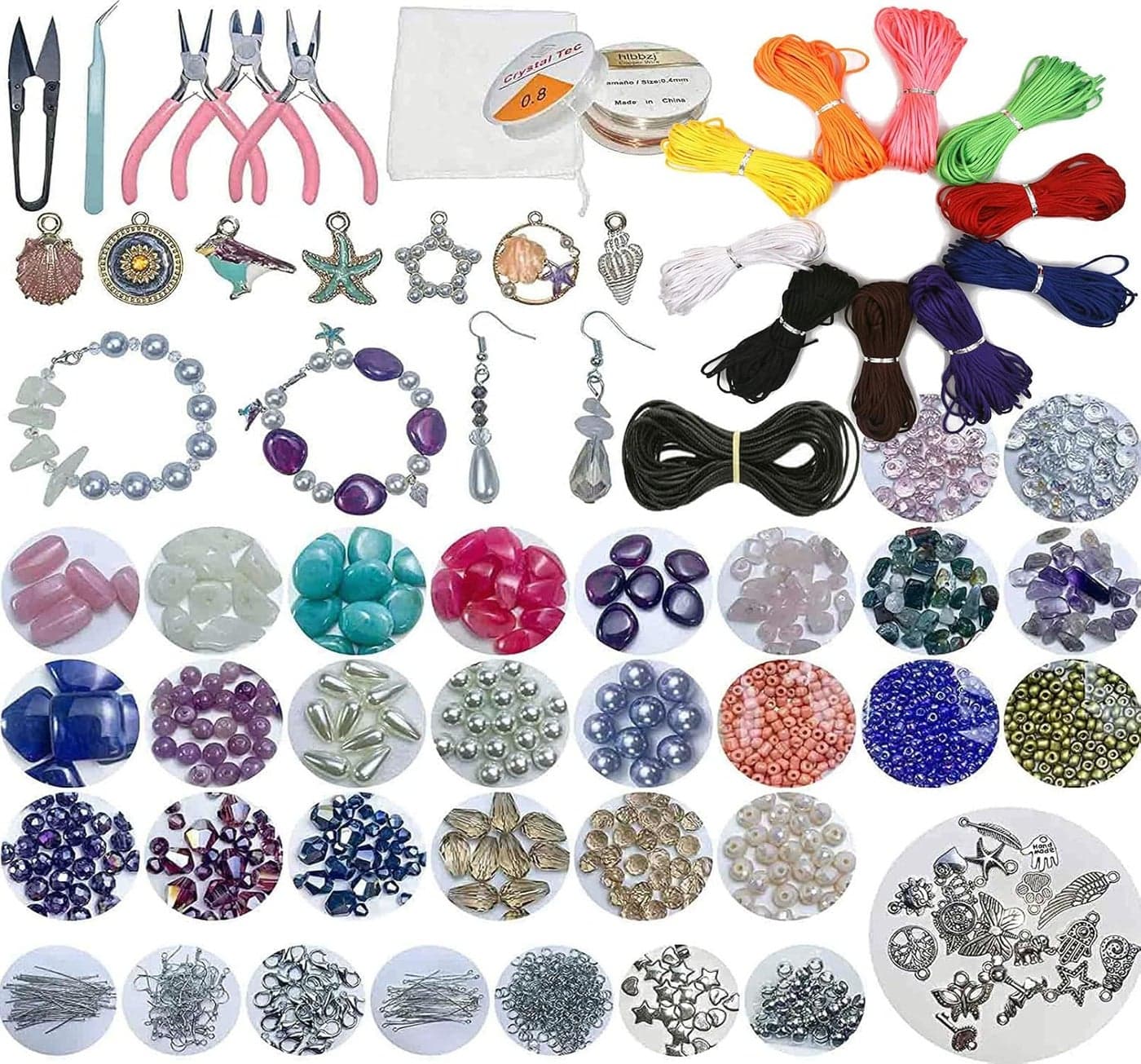 DIY Crafts 500x Pcs, DIY Kit, Jewelry Making Kit Splendid Chosen Beads Findings Charms Tools for Bracelets Rings Earrings Necklace Making for Teens Adults Gift for (500x Pcs, DIY Kit)