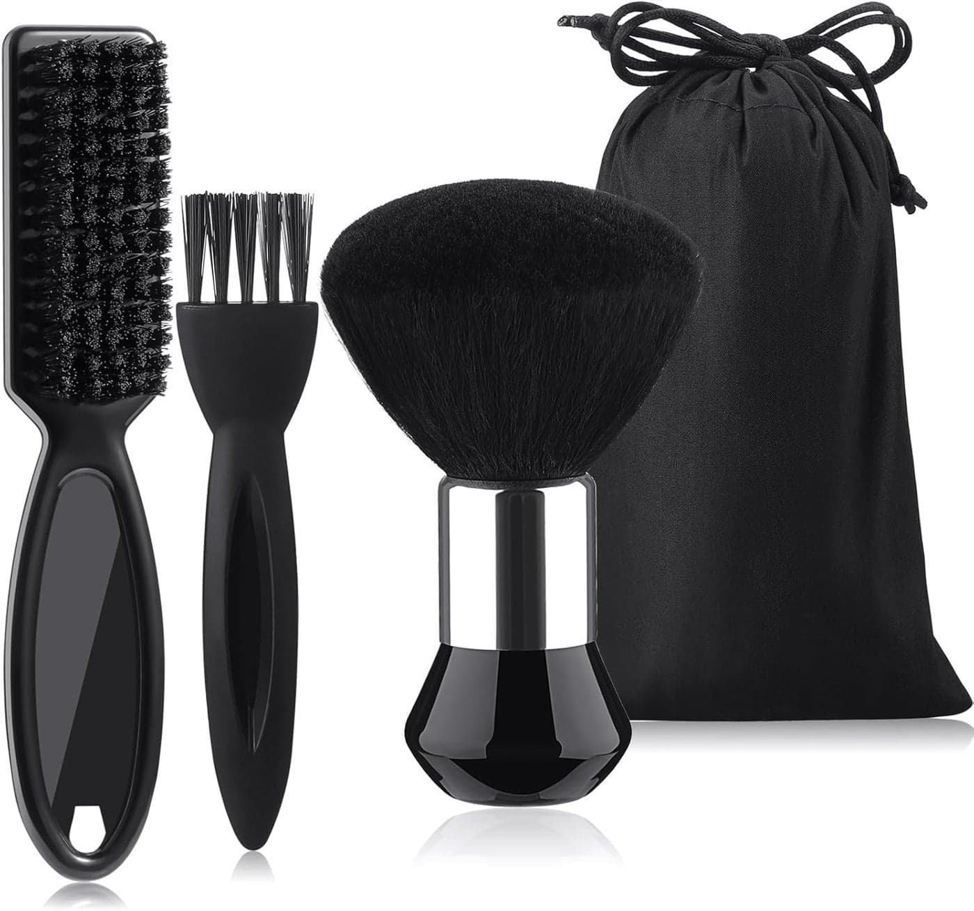 Patelai 3 Pieces Neck Duster Brush Barber Hair Blade Clipper Soft Nylon Trimmer Shaver Razor Cleaning with Storage Bag for Hair StylingBlack