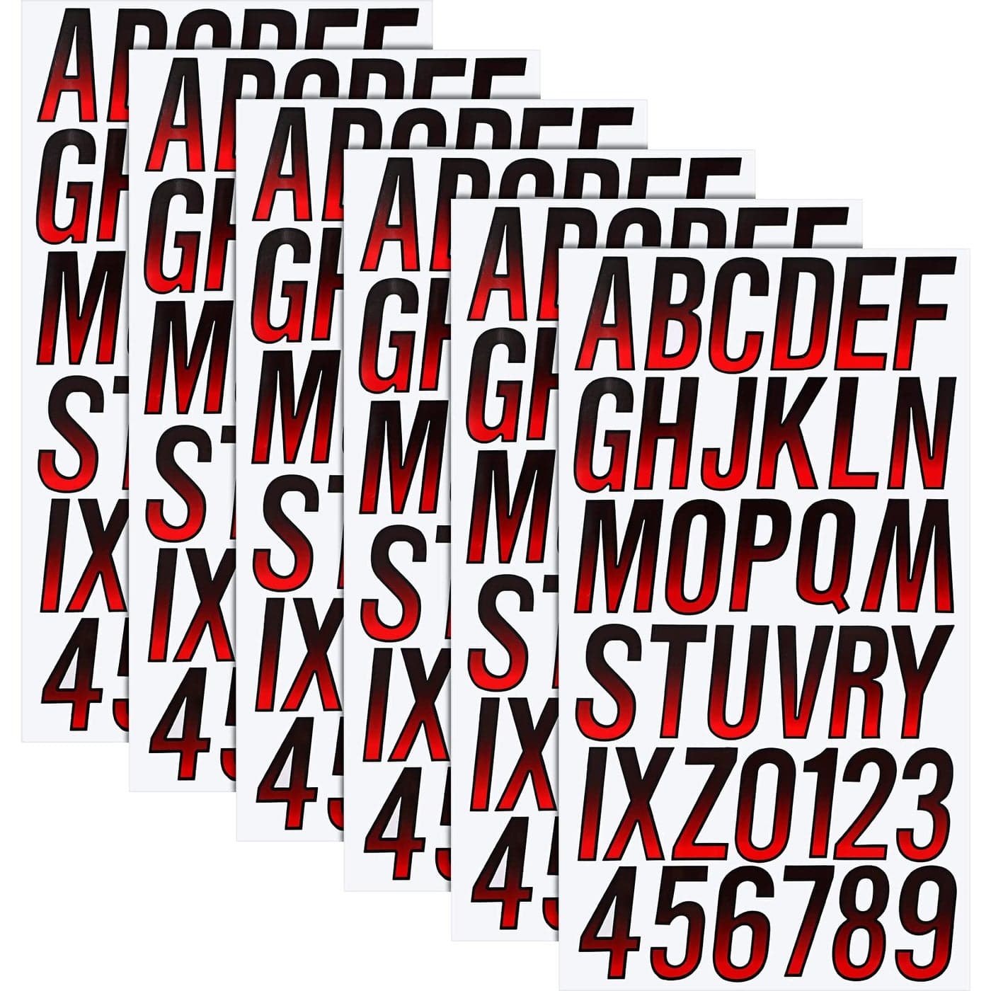 TaoBary 12 Sheets 216 Pcs Boat PWC Registration Decals Vinyl Numbers Letters Stickers Kit Custom Boat Registration for Watercraft Mailboxes Cars Signs3 InchRed Black
