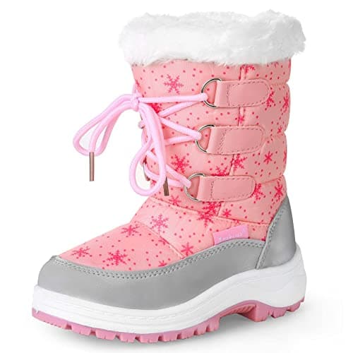 Apakowa Kids Girls Insulated Fur Winter Warm Snow Boots (Toddler/Little Kid) (Color : Pink, Size : 8 M US Toddler)