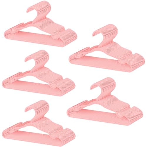 100 Pack Baby Plastic Hangers,12.83" Ultra-Thin,Non-Slip Hangers for Children. Ideal for Closets and Nurseries.Designed for Newborns and Children's Clothing,Including Trousers,Coat,Dresses.(Pink)