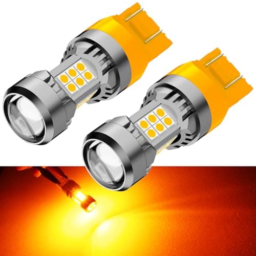 PHINLION 7443 7444 T20 LED Turn Signal Light Bulbs Amber Yellow Pack of 2