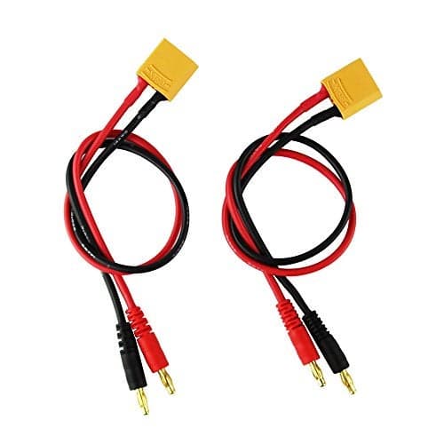 OliYin 2pcs XT90 to 4.0mm Banana Connector Charger Wire with 30cm 11.8inch 14awg Silicone Cable for FPV RC Power Supply Lipo Battery(Pack of 2)