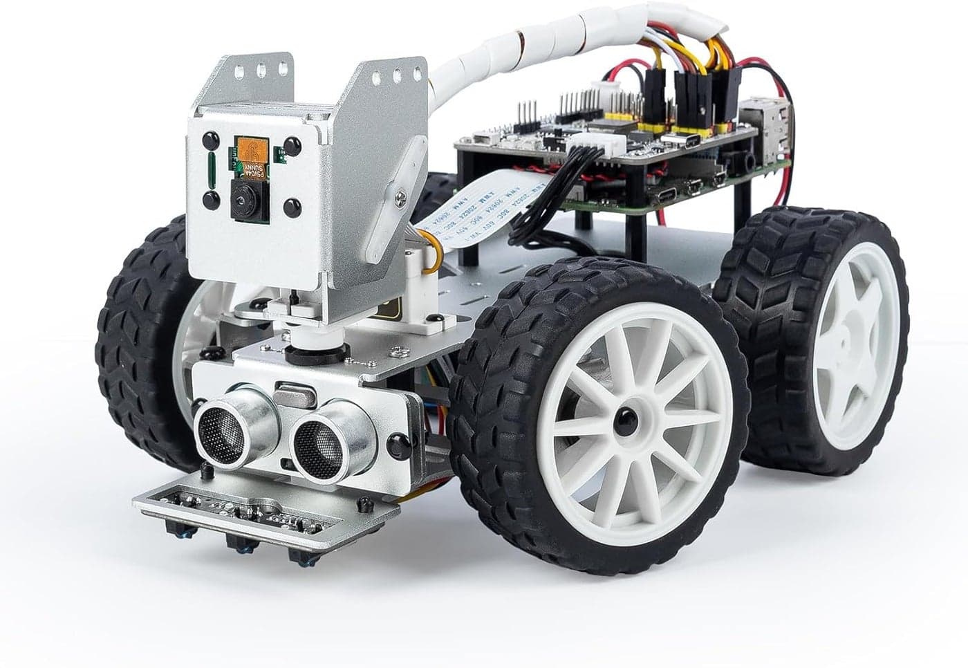 SunFounder PiCar-X AI Video Robot Car Kit for Raspberry Pi 5/4/3B+/3B, ChatGPT-4o Enabled with Video Recognition, Python, Scratch, Camera, Mic, Rechargeable Batterry (RPI NOT Included)