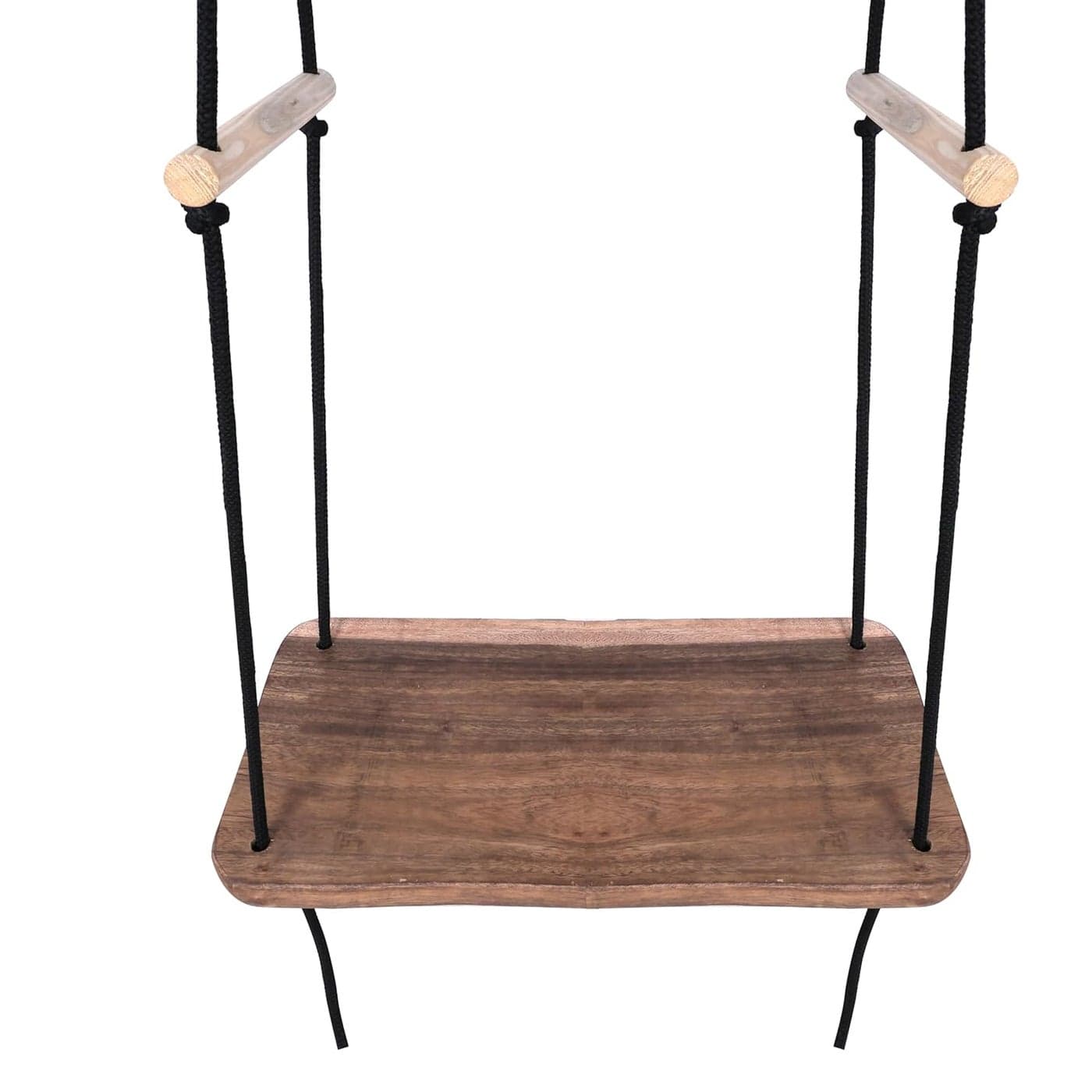 VIXERA Carbonized Hanging Swing Seat with Adjustable Rope for Adult Kids GardenYardIndoorOutdoor Durable Wooden Swing Can Withstand 440LB 18x10x10 inch