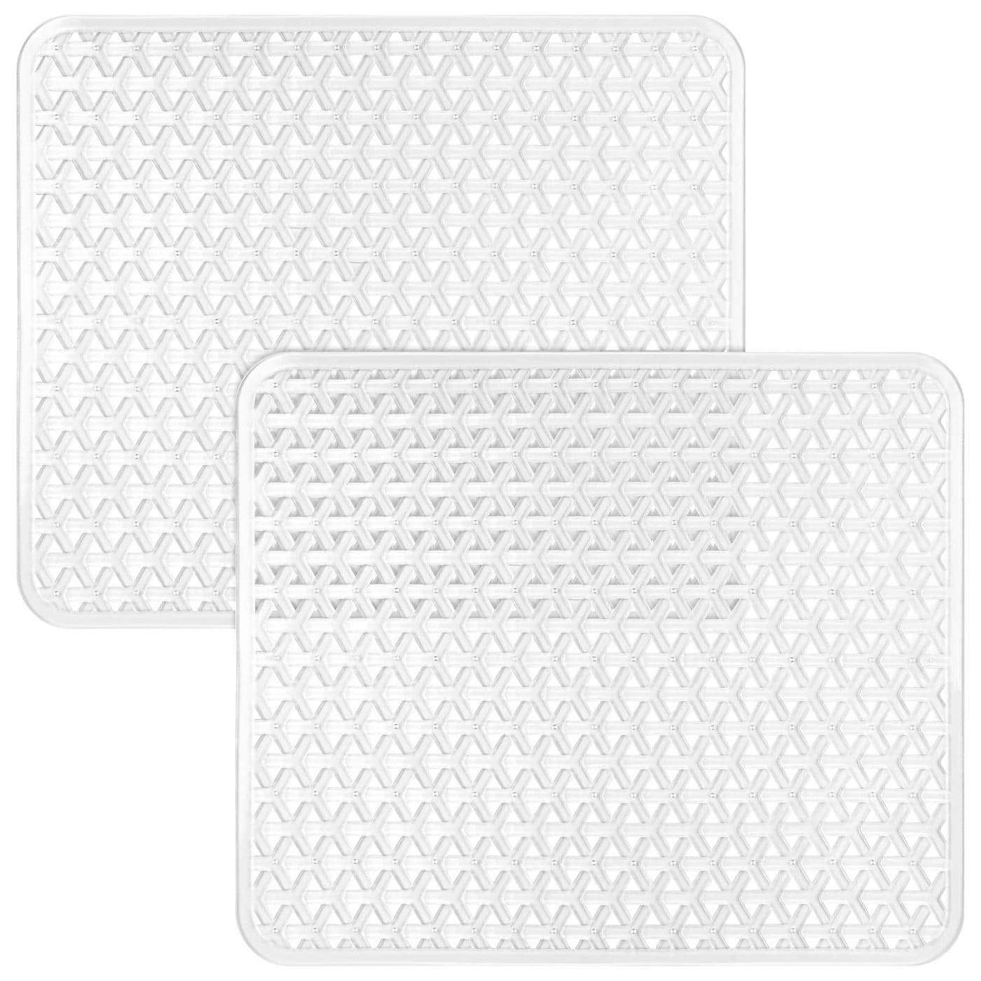 2 Pack Kitchen Sink Mat for Stainless Steel Sink PVC Ecofriendly Sink Protector for Kitchen Sink Dishes and Glassware Fast Draining Triangular Hole Design 126 x 105 Inches Clear