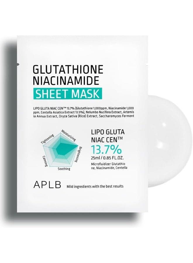 APLB, Glutathione Niacinamide Beauty Sheet Mask, 10 Sheets, 0.85 fl oz (25 ml) Each