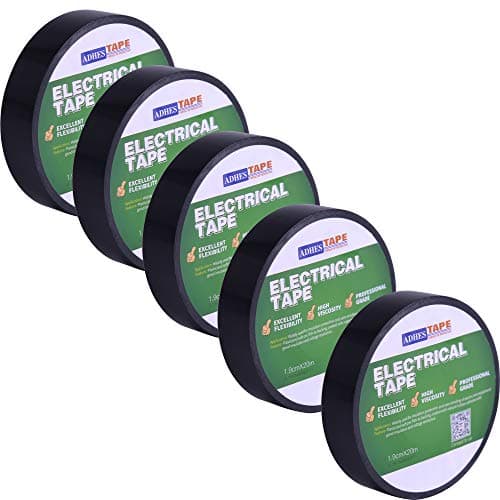 ADHES Professional Electrical Tape Black, 3/4 inch x 66 feet, 5 Pack Waterproof & Weather Resistant Electric Tape Ideal for Contractors & Electricians, Indoor&Outdoor