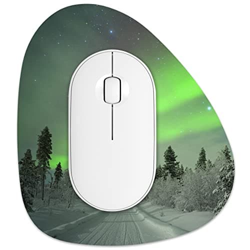 Rimilak Small Mouse Pad 6 x 7 Inch, Irregular Mini Mouse Pad with Non-Slip Rubber Base, Waterproof Compact Mouse Mat for Laptop Computer Wireless Mouse Keyboard Home Office Travel, Green Light