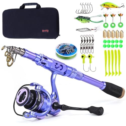 Sougayilang Fishing Rod and Reel Combos Carbon Fiber Telescopic Fishing Pole with Smooth Reel Combo Saltwater Freshwater Kit 27