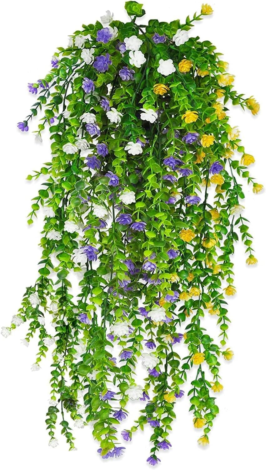 Dekorly Artificial Hanging Plants, Monstera Leaves Ivy Vine Faux Greenery Tropical Palm Leaves Hanging Plants UV Resistant Jungle Leaf for Garden Home Party (Height : 65CM, Design-D, 2 Pack)