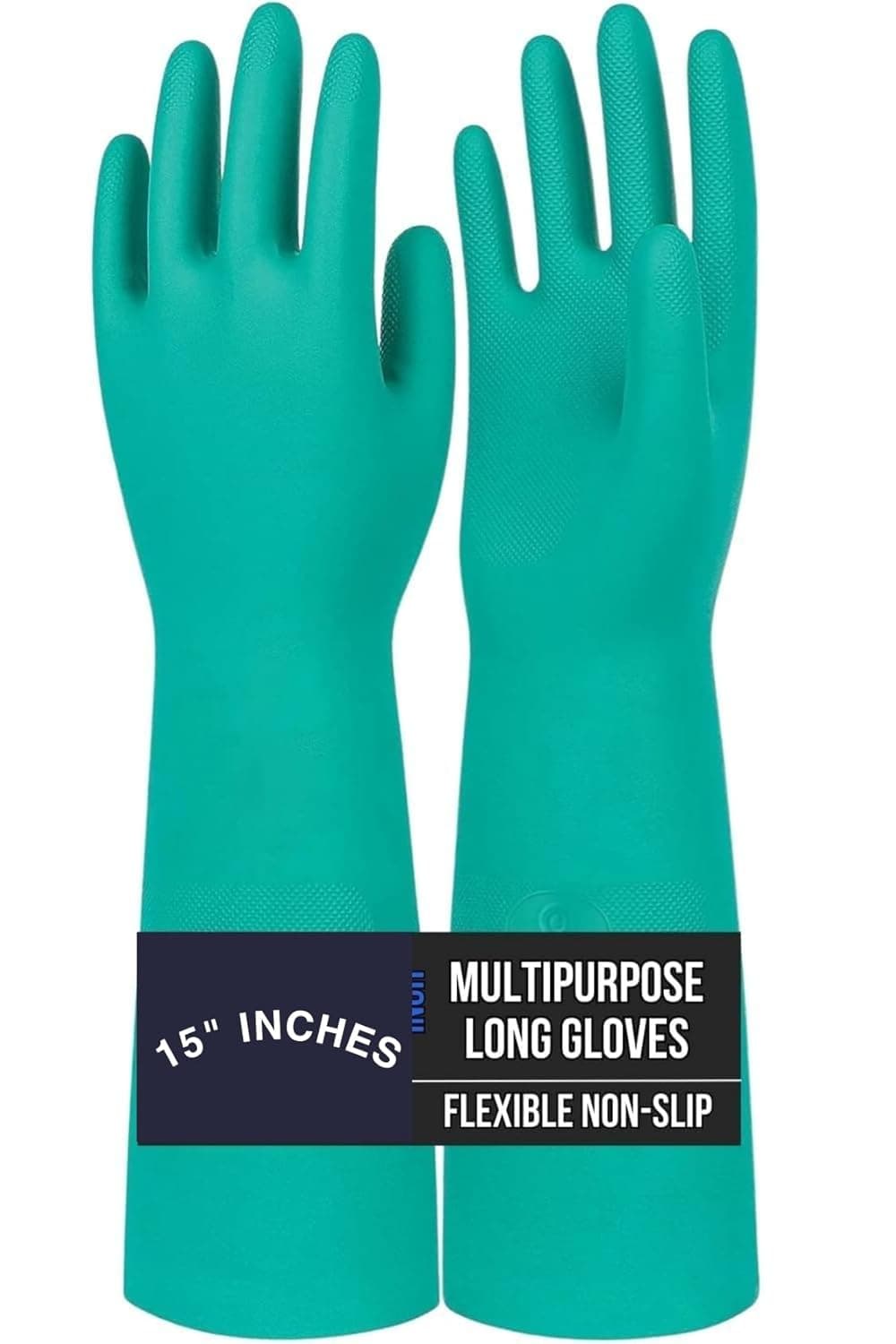 Satishve 15 Inch long Reusable Chemical Acid Resistant Nitrile Hand Gloves Gloves for Washing Utensils Gardening Gloves Rubber gloves Gloves for cleaning Dish Washing Gloves 1 Pair M