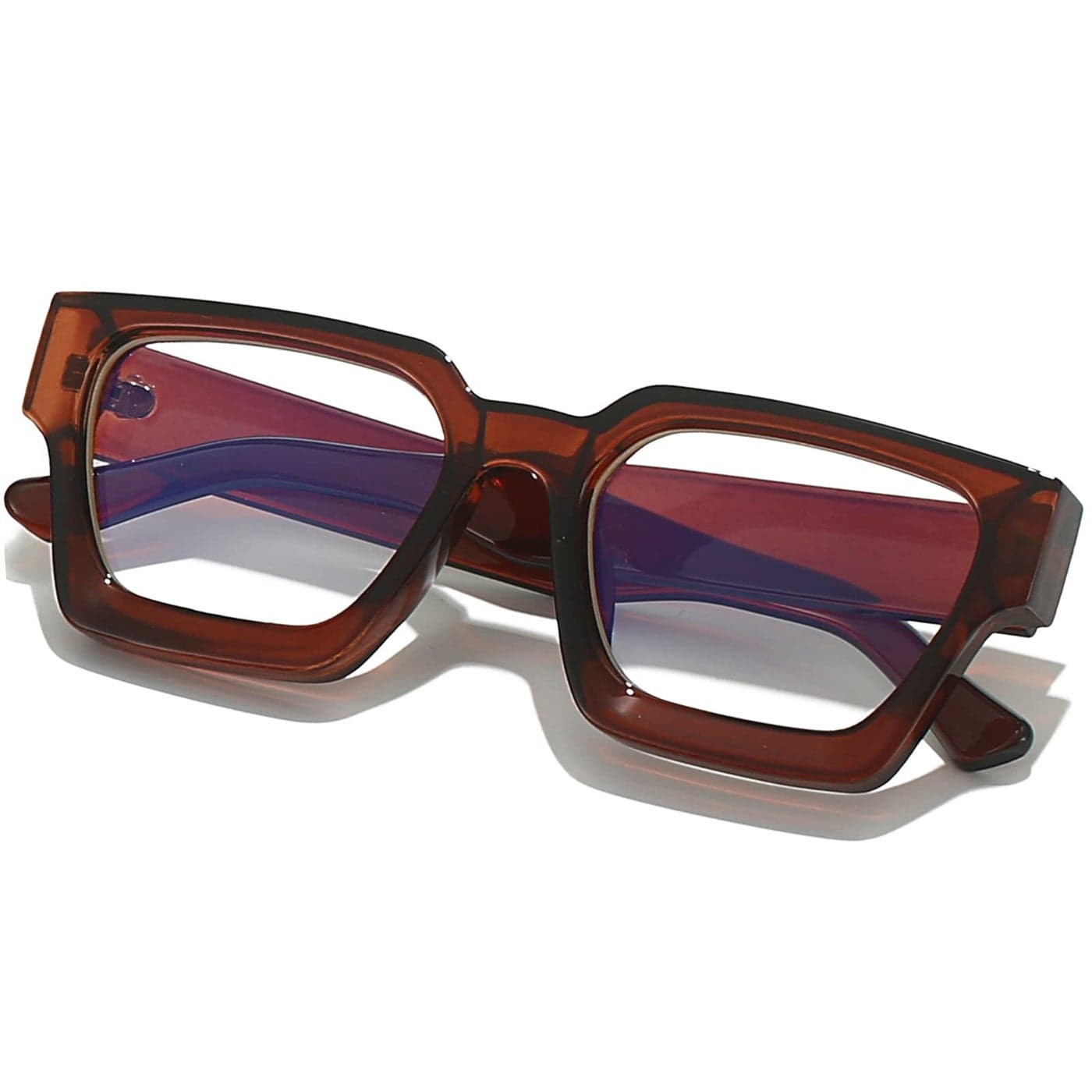 AIEYEZO Square Thick Frame Glasses for Women Men Fashion Blue Light Glasses Trendy Chic Computer Eyeglasses Brown
