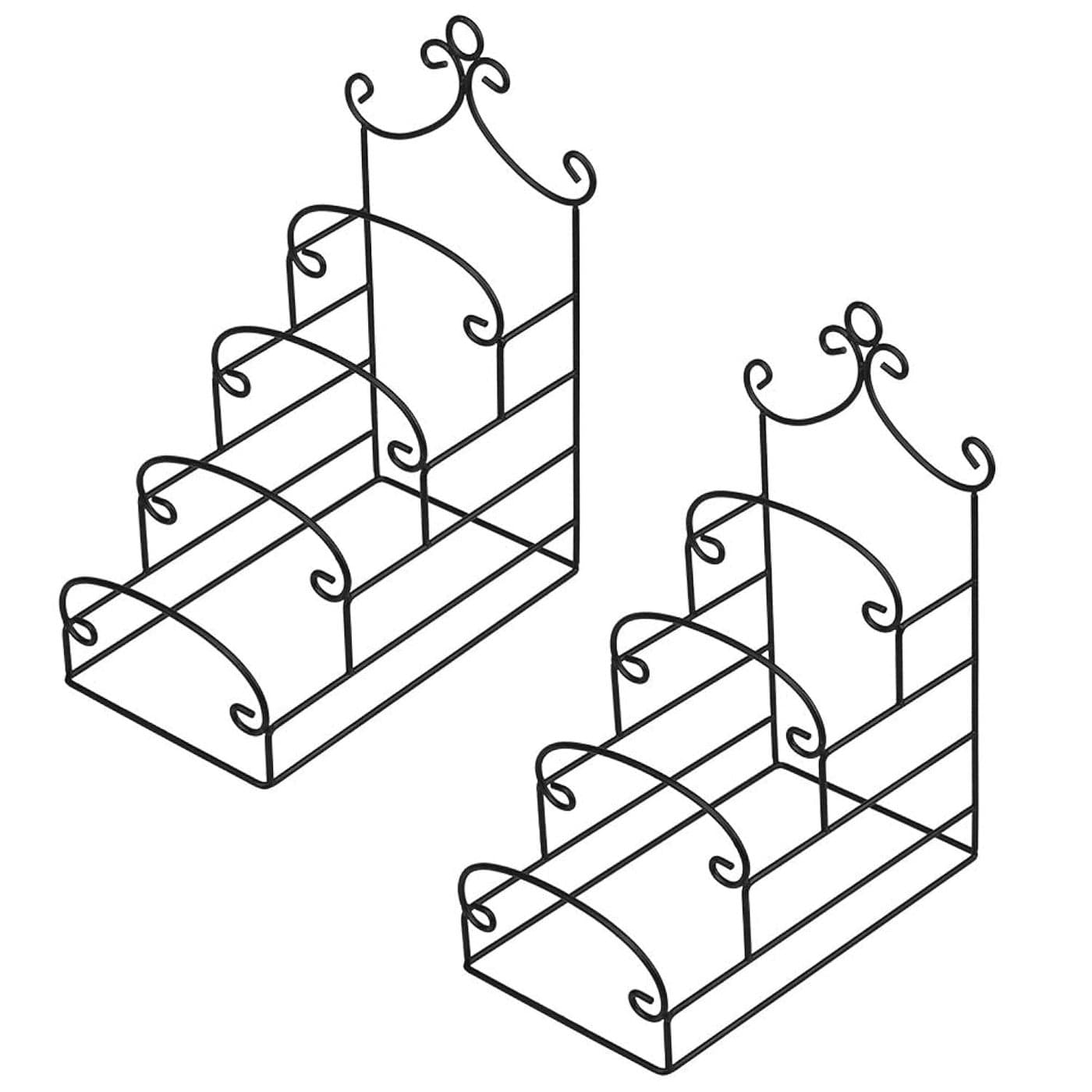 Artliving 4Tier Metal Scrollwork Dish Rack Plate Rack Display Stand Holder Cabinet Organizer Set of 2