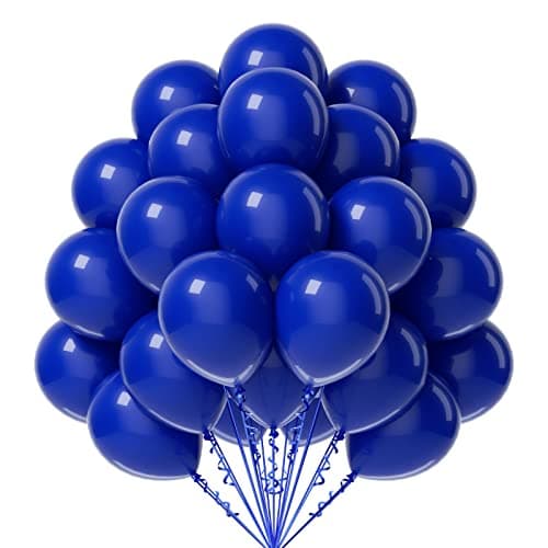 FOTIOMRG Royal Blue Balloons 12 inch 50 Pack Royal Blue Latex Party Balloons Helium Quality for Birthday Graduation Baby Shower Baseball Nautical Wedding Party Decorations with Blue Ribbon