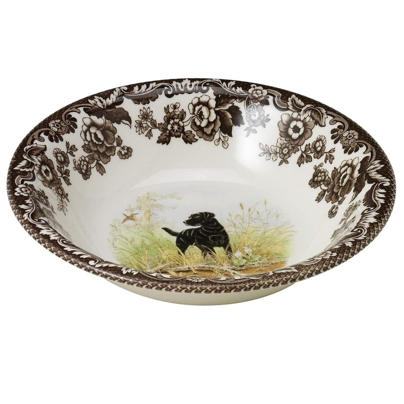 Spode Woodland Ascot Cereal Bowl Black Labrador 8 Perfect for Oatmeal Salads and Desserts Made in England from Fine Earthenware Microwave and Dishwasher Safe