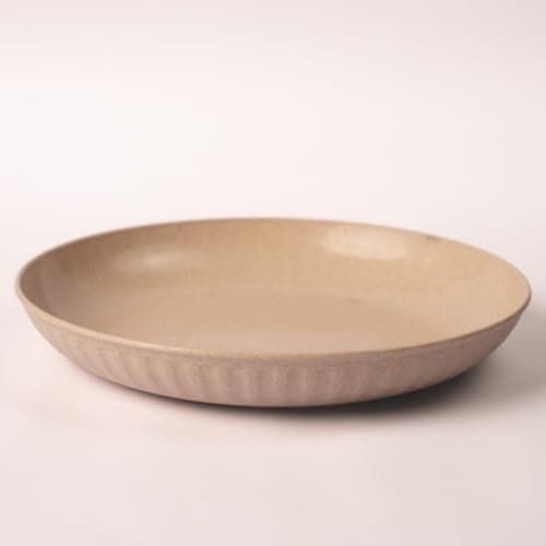 Irida Naturals Bamboo Fiber Fluted Plates | 9 inch Pack of 1 | Eco-Friendly,Lightweight & Unbreakable | Microwave Safe Breakfast Plates | for Hot & Cold Serving (Soft Beige)