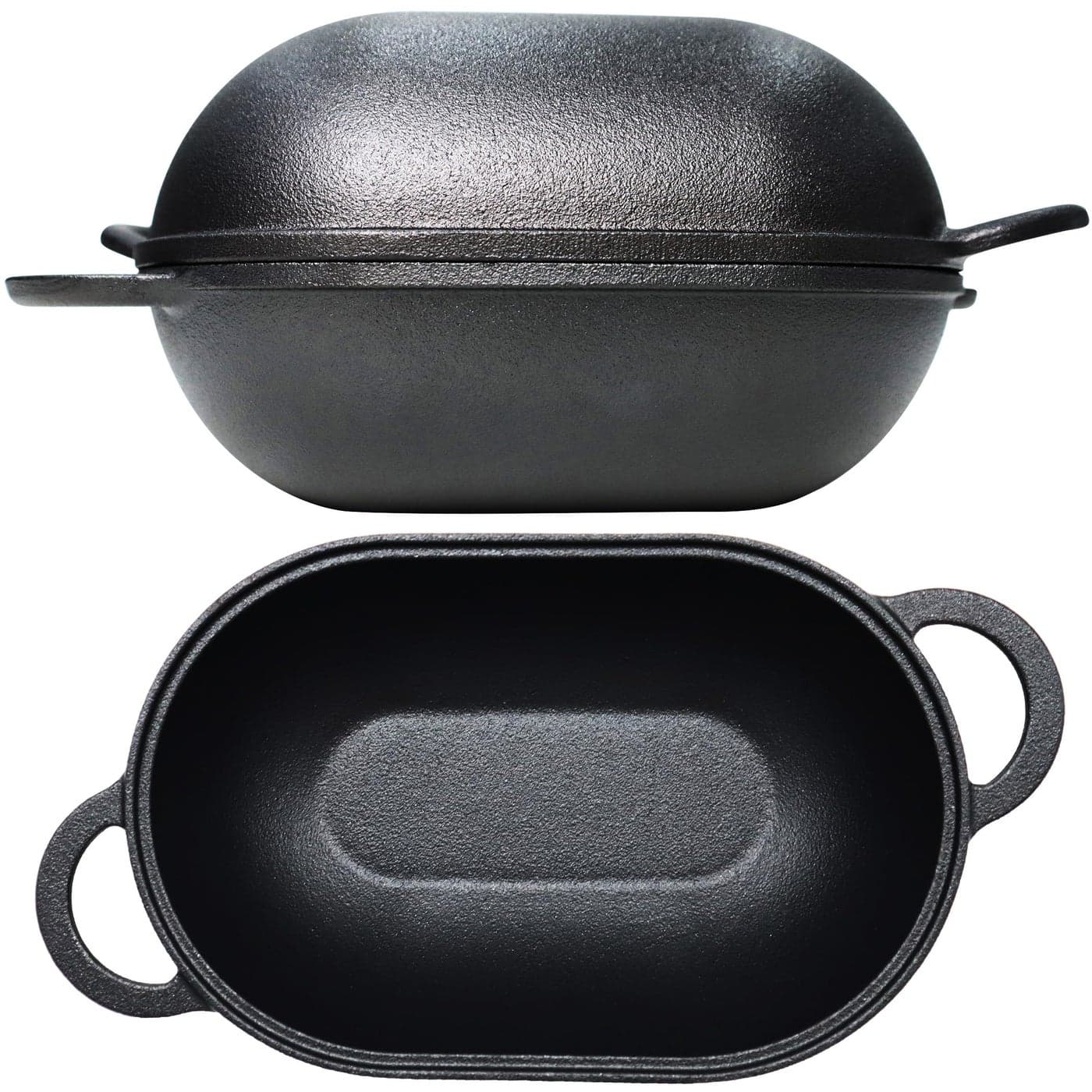 Crucible Cookware Cast Iron Bread Pan with Lid PreSeasoned with Loop Handles Oven Safe Form for Baking and Cooking Artisan Bread Kit Loaf Pan