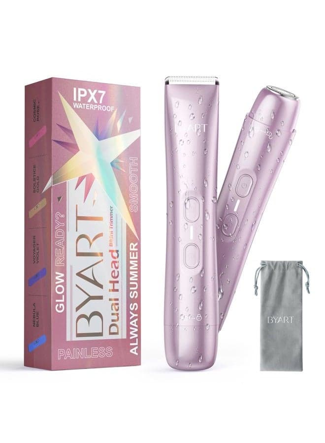 Bikini Trimmer for Women - 2-in-1 Body & Facial Hair Trimmer for Shaving, Wet & Dry Use Cordless Electric Razors for Legs, Underarms, Pubic, Ceramic Blade for Sensitive Skin - No Nicks No Bumps