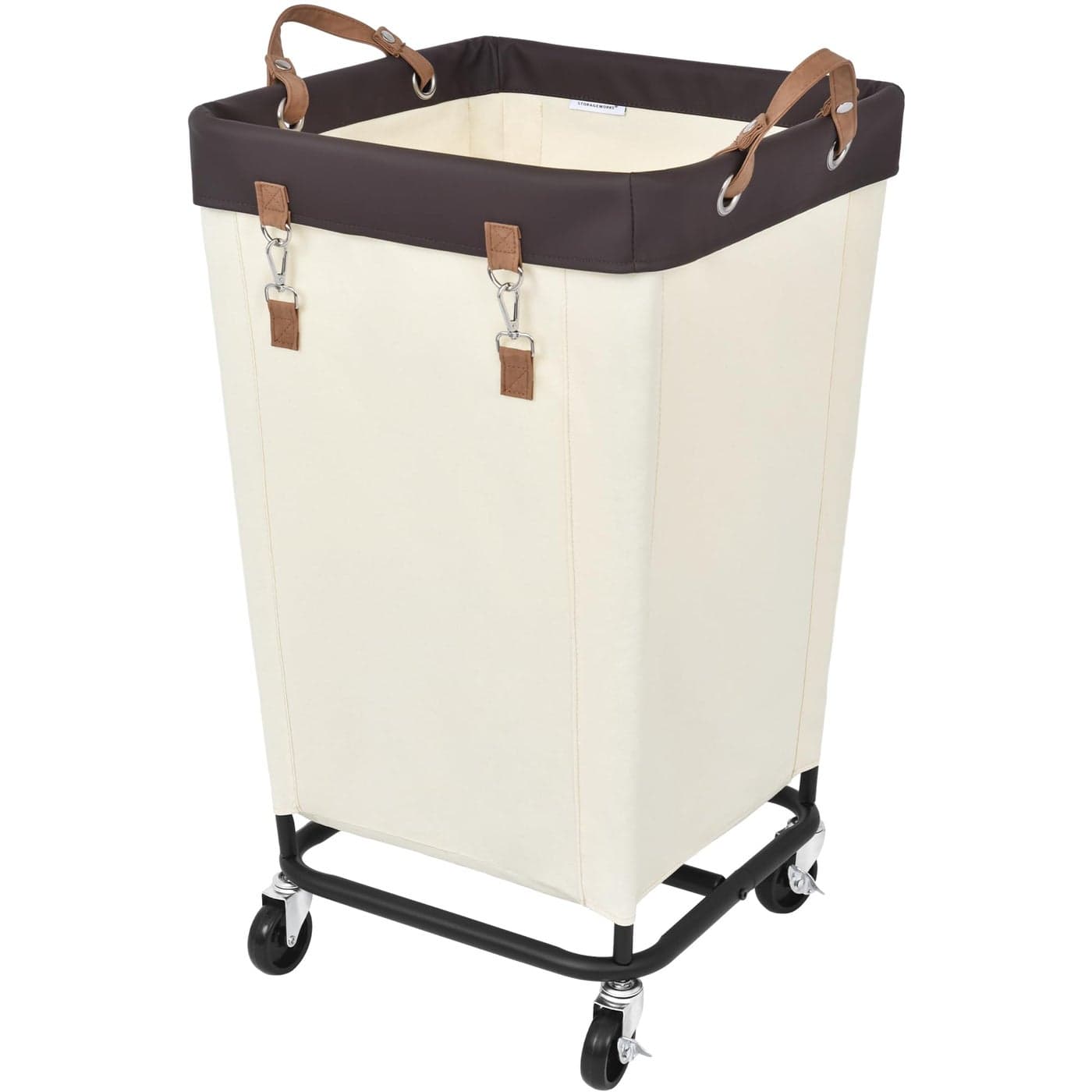 StorageWorks 160L Laundry Basket with Wheels Large Rolling Hampers for Clothing Organizer Dirty Clothes Basket for Hotel Home Closet Dorm Beige