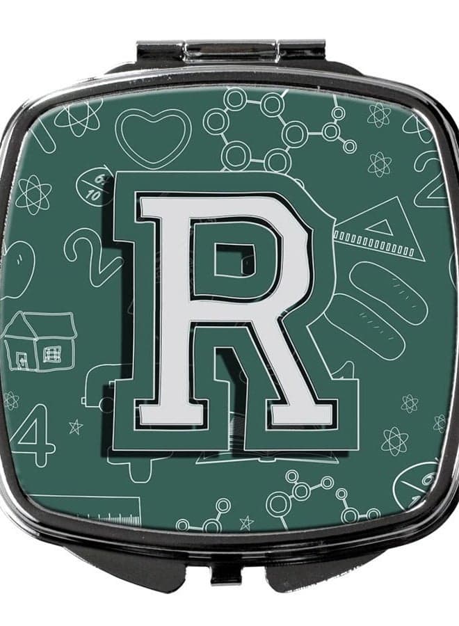 CJ2010-RSCM Letter R Back to School Initial Compact Mirror Decorative Travel Makeup Mirror for Women Girls Gifts Pocket Makeup Mirror Folding Handheld