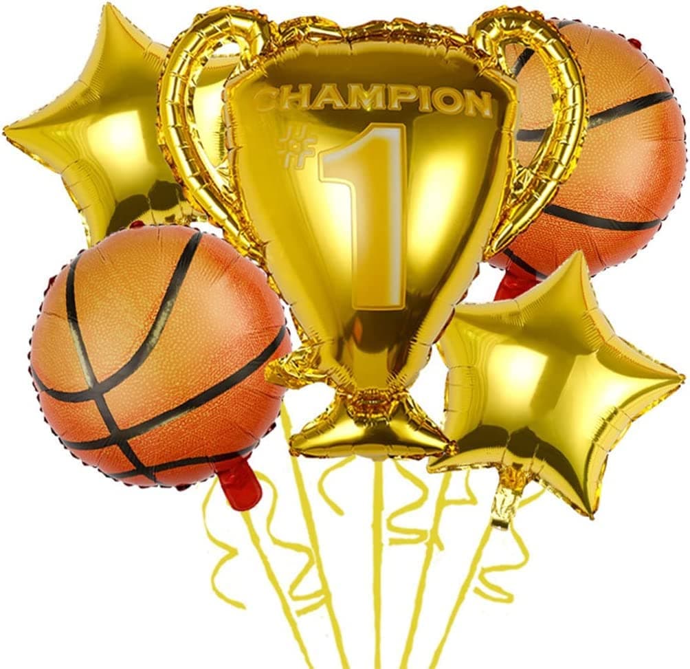 Atpata Funky Basketball shape Foil Balloons Party Supplies for Basketball Lovers/Players Birthday Theme Party Decoration (Basketball Trophy Set)