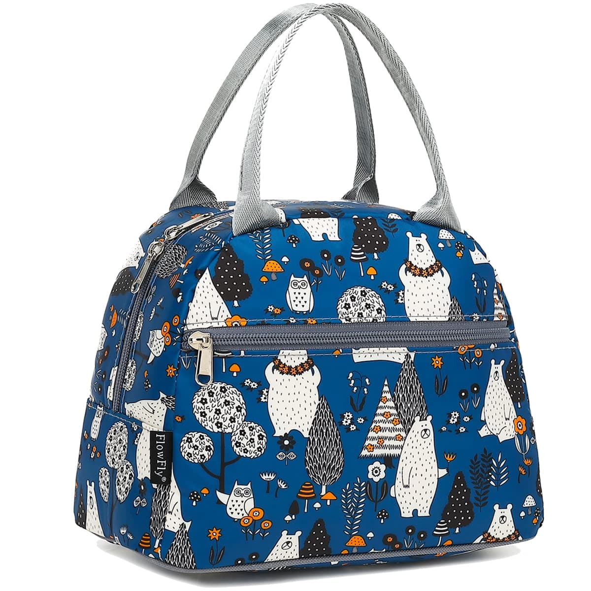 FlowFly Insulated Lunch Cooler Bag Tote Bag Organizer for WomenMen Owl