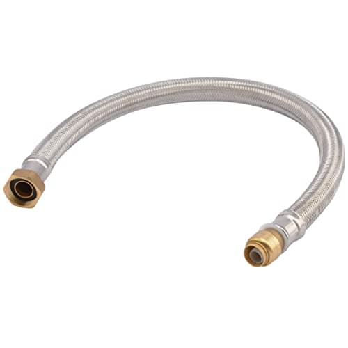 SharkBite 1/2 Inch x 3/4 Inch FIP x 24 Inch Stainless Steel Braided Flexible Water Heater Connector, Push To Connect Brass Plumbing Fitting, PEX Pipe, Copper, CPVC, PE-RT, HDPE, U3068FLEX24LF