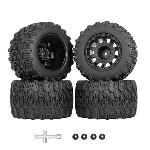 RC Station 12mm Hex RC Wheels and Tires 28 RC Tires 110 Scale RC Truck Tires Wheels for Traxxas Rustler Stampede Hoss 2wd 4x4 vxl Tires Wheels Arrma Redcat RIAARIO AMORIL Tires Wheels Preglued 4PCS