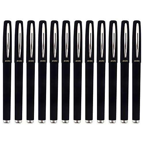 BaoKe Gel Ink Pens Rollerball Pens 0.7mm Medium Line, Box of 12 Pack, PC1838 (black)
