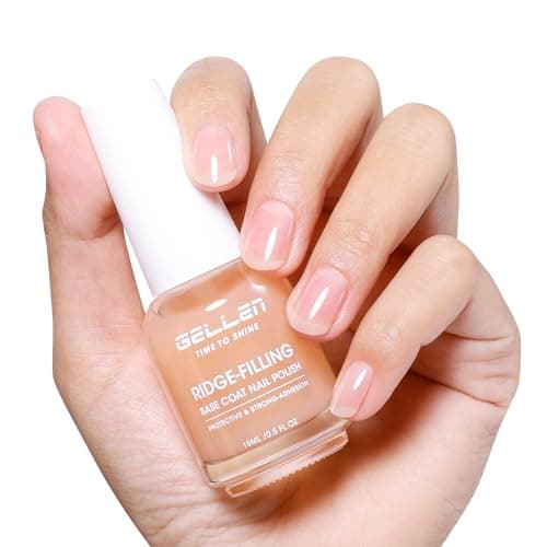 GELLEN Clear Nail Polish Ridge Filling Base Coat Sheer Ridge Filler For Nails Nail Strengthener Hydrates Repairs Damaged Dry Finger Nails Shea Butter Vitamin E Protein Toxin HEMA TPO Free